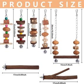 img 3 attached to 🦜 Deloky 7 Pack Natural Wood Bird Toys for Parakeets - Hanging Chewing Toys, Climbing Ladder and Bird Swing Set - Ideal for Cockatiels, Lovebirds, Budgies, Conures and More