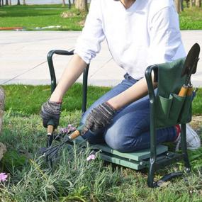 img 4 attached to VIMOA Garden Workseats Garden Kneeler Wave Pad Folding Lightweight Garden Seat With 2 Free Tool Pouches 2 In 1 Style