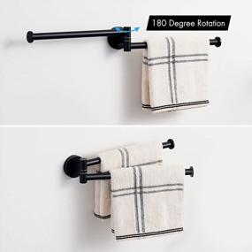 img 2 attached to Modern 2-Arm Swivel Towel Bar In Matte Black Stainless Steel | Wall Mounted For Kitchen Or Bathroom
