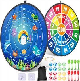 img 4 attached to Vdealen Double Sided 28" Dart Board For Kids, 16 Sticky Balls And 8 Darts Indoor/Outdoor Party Game Toys, Birthday Gifts For 3-12 Year Old Boys Girls