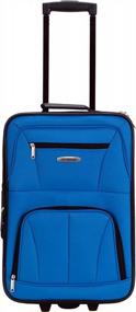 img 3 attached to Rockland Journey Softside Upright Luggage Set, Blue, 4-Piece (14/19/24/28)