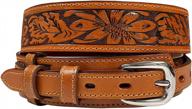 genuine full grain leather ranger belt - western pattern, basketweave & floral tooled engraved - assembled in the u.s. логотип