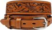 genuine full grain leather ranger belt - western pattern, basketweave & floral tooled engraved - assembled in the u.s. logo