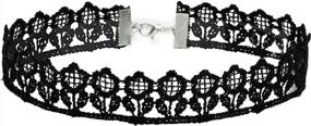 img 1 attached to Set Of 8 Women'S Black Lace Choker Necklaces With 1.2 Inch Width - Ideal Gifts For Women By MILAKOO