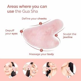 img 2 attached to Gua Sha Rose Quartz Tool For Face Anti Aging Massage - Facial Skin Care Product - PLANTIFIQUE GuaSha Tool For Skincare Routine