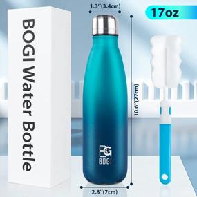 img 3 attached to BOGI Insulated Water Bottle, 17Oz 2 Pack Stainless Steel Water Bottles, Leak Proof Sports Metal Water Bottles Keep Drink Cold For 24 Hours And Hot For 12 Hours BPA Free Kids Water Bottle For School