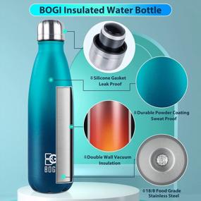 img 2 attached to BOGI Insulated Water Bottle, 17Oz 2 Pack Stainless Steel Water Bottles, Leak Proof Sports Metal Water Bottles Keep Drink Cold For 24 Hours And Hot For 12 Hours BPA Free Kids Water Bottle For School