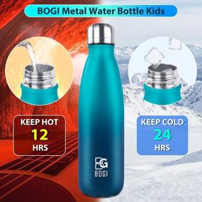 img 1 attached to BOGI Insulated Water Bottle, 17Oz 2 Pack Stainless Steel Water Bottles, Leak Proof Sports Metal Water Bottles Keep Drink Cold For 24 Hours And Hot For 12 Hours BPA Free Kids Water Bottle For School