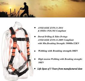 img 3 attached to ANSI Compliant 3D-Rings Industrial Fall Protection Safety Harness Kit With Double Leg 6-Foot Shock Absorber Stretch Lanyard Personal Fall Arrest System (PFAS)