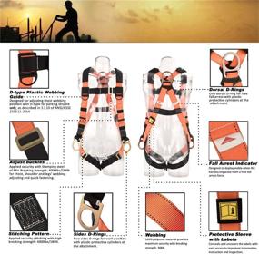img 1 attached to ANSI Compliant 3D-Rings Industrial Fall Protection Safety Harness Kit With Double Leg 6-Foot Shock Absorber Stretch Lanyard Personal Fall Arrest System (PFAS)