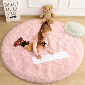 img 4 attached to 👑 Cydiria Pink Round Rug for Teens Girls Kids Bedroom - Cute Fluffy Circle Shaggy Area Rug for Baby Nursery Home Decor - 6Ft Soft Circular Rug for Living Room - Plush Princess Castle Design Rugs