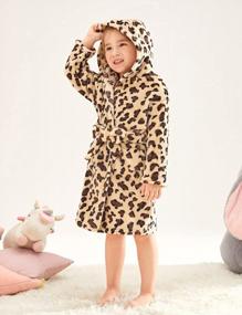 img 3 attached to Kids Boys Girls Flannel Hooded Robes Soft Bathrobes PopClotre