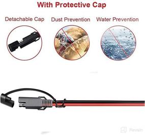 img 2 attached to 1PCS 16AWG SAE Power Automotive Extension Cable 2 Pin Quick Disconnect DC Connector 🔌 Cord Plug 12V 30CM with Waterproof Cap for Motorcycle Car Battery Jump Starter Solar Application