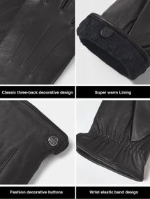 img 1 attached to Мужские кожаные перчатки Vislivin с сенсорным экраном Перчатки для холодной погоды Кожаные перчатки для вождения