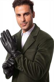 img 3 attached to Мужские кожаные перчатки Vislivin с сенсорным экраном Перчатки для холодной погоды Кожаные перчатки для вождения