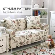 красивый чехол на диван loveseat с цветущим цветком и двумя бесплатными наволочками - эластичные чехлы для дивана lamberia. логотип