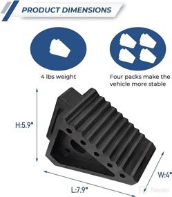 img 3 attached to 🚧 HOXWELL Heavy Duty Rubber Wheel Chocks - 4 Pack, Premium Chocks for Cars, Travel Trailers, RVs, Trucks, and ATVs (4 pcs, Black) - 8-inch x 4-inch x 6-inch