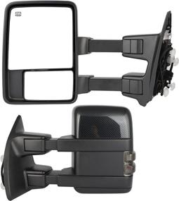 img 4 attached to Ineedup Tow Mirrors: Power Heated Towing Mirrors for 1999-2007 Ford F250/F350/F450/F550 Super Duty - Driver & Passenger Side, with Turn Signal, Carbon Fiber Black Cap