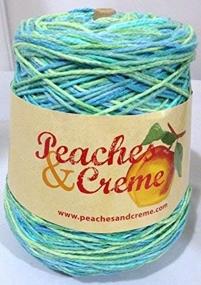 img 1 attached to 🍑 Peaches & Creme (Cream) Cotton Yarn 14 oz. Cone (Ocean Stripes): Luxurious and Versatile Knitting and Crochet Material!