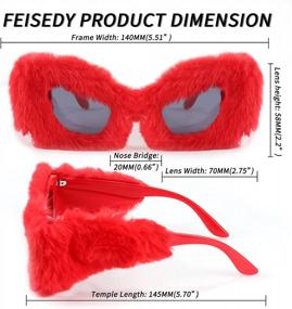 img 1 attached to Женские плюшевые солнцезащитные очки "кошачий глаз" ручной работы FEISEDY - идеальны для вечеринок и маскарадов!