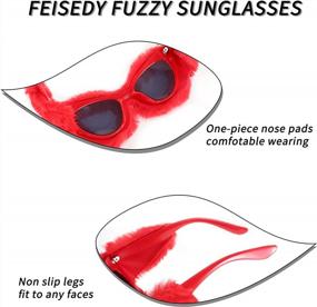 img 3 attached to FEISEDY Women'S Handmade Plush Fuzzy Cat Eye Sunglasses - Perfect For Parties And Masquerades!