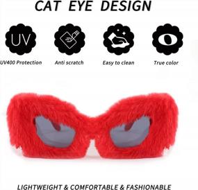 img 2 attached to Женские плюшевые солнцезащитные очки "кошачий глаз" ручной работы FEISEDY - идеальны для вечеринок и маскарадов!