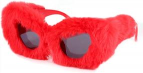 img 4 attached to FEISEDY Women'S Handmade Plush Fuzzy Cat Eye Sunglasses - Perfect For Parties And Masquerades!
