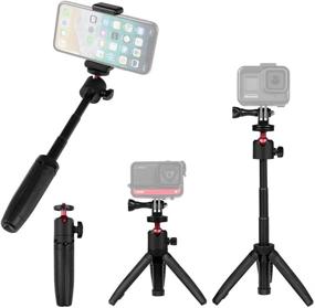img 1 attached to 📸 Versatile Black Extendable Mini Tripod for Action Cameras and Smartphone Vlogging