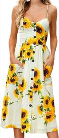 img 4 attached to Flirty And Fun: PIZOFF Women'S Summer Floral Midi Dress With Backless Design And Handy Pockets