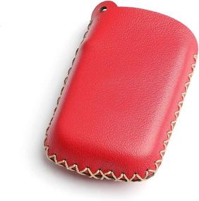 img 2 attached to WFMJ Leather For Lexus RX350 ES350 IS250 GX460 LX570 Remote Smart 4 Buttons Key Case Holder Cover Fob Chain (Red)