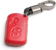 wfmj leather for lexus rx350 es350 is250 gx460 lx570 remote smart 4 buttons key case holder cover fob chain (red) logo