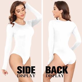 img 1 attached to Women'S Slim Fit Long Sleeve Crew Neck Bodysuit Extender Jumpsuit Shirt