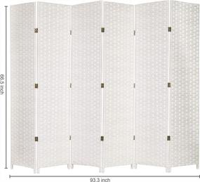 img 2 attached to Woven Privacy Screen: MyGift'S 6-Panel Folding Wood Room Divider In White