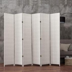 img 3 attached to Woven Privacy Screen: MyGift'S 6-Panel Folding Wood Room Divider In White