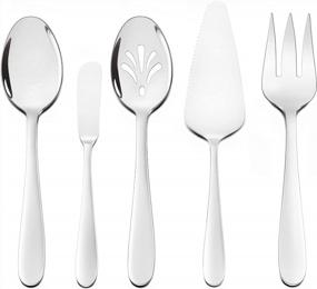 img 4 attached to Heware 5-Piece Stainless Steel Flatware Set For Elegant And Easy Serving