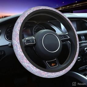 img 4 attached to 🧜 Stylish Teal Mermaid Fish Scales Steering Wheel Cover: Anti-Slip, Universal Fit for Women, Girls - Ideal for Cars, SUVs, Trucks