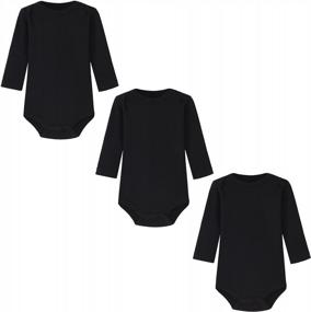 img 4 attached to Pack Of 3 Long Sleeve Bodysuits For Newborns-24 Months