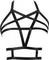 jelinda pentagram harness bra body hollow out elastic lingerie gothic apparel strappy cage bra for women logo