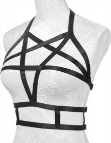 img 2 attached to JELINDA Pentagram Harness Bra Body Hollow Out Elastic Lingerie Gothic Apparel Strappy Cage Bra For Women