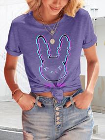 img 3 attached to Celebrate Easter With Anbech Women'S Cute Graphic Tees Featuring Rabbits, Eggs, And Hangin' With My Peeps Print Tops