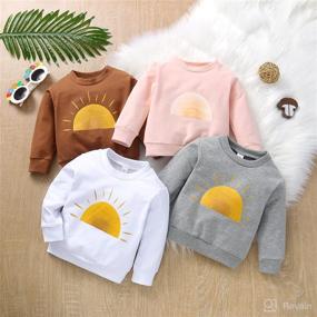 img 3 attached to Toddler Baby Crewneck Sweatshirt for Girls and Boys: Fall Long Sleeve Rainbow Floral and Polka Dot Pullover T-Shirt Sweater Outfit