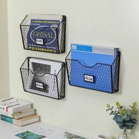 img 2 attached to Superbpag Wall Mount Hanging File Holder Organizer 3 Pockets Metal Chicken Wire Mail Sorter Document Magazine Literature Rack For Office/Home,Black