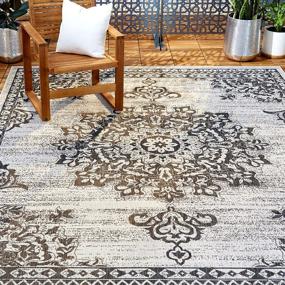 img 4 attached to Stylish And Durable Nicole Miller New York Azalea Medallion Indoor/Outdoor Rug In Grey/Black, Sized 7'9"X10'2