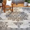 stylish and durable nicole miller new york azalea medallion indoor/outdoor rug in grey/black, sized 7'9"x10'2 logo