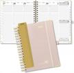 poprun 2023 planner daily weekly and monthly 6.5" x 8.5" -agenda 2023 with hourly schedule & vertical weekly layout, monthly tabs & calendars, hardcover - light pink logo