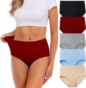 img 4 attached to Full Coverage Cotton Mid-Waist Panties For Women - Multipack Lingerie Undergarments To Avoid Muffin Tops And Provide Ultimate Comfort