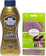 🧼 top-rated pot cleaner set: bar keepers friend soft cleanser with non scratch heavy duty scouring cloth - premium quality, multipurpose solution for stainless steel, rust, made in usa & korea logo