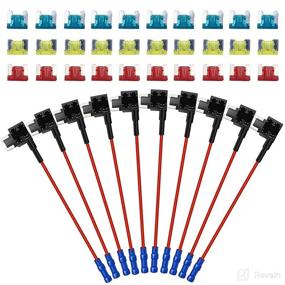 img 4 attached to 🔌 10 Pack Mini Low Profile Add-a-Circuit Fuse Tap ACS Miniature Piggy Back Blade Fuse Holder - 12V 24V, with 10A 15A 20A Fuse