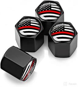 img 4 attached to 🚗 Enhance Your Ride with 4PCS American Flag Tire Valve Stem Caps - Anti-Rust, Airtight & Leakproof Wheel Accessories for Cars, Bikes, and Vehicles (Black/Red)