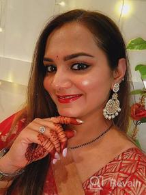 img 3 attached to Aheli Oxidised Kundan & Pearl-adorned Bollywood Chandbali Dangle Earrings - Indian Traditional Glam